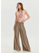 High Waist Loose Cut Khaki Palazzo Trousers 4537